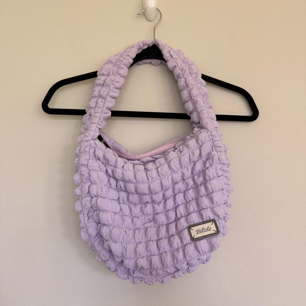 Listicle Lilac Textured Short Strap Shoulder Bag/Purse